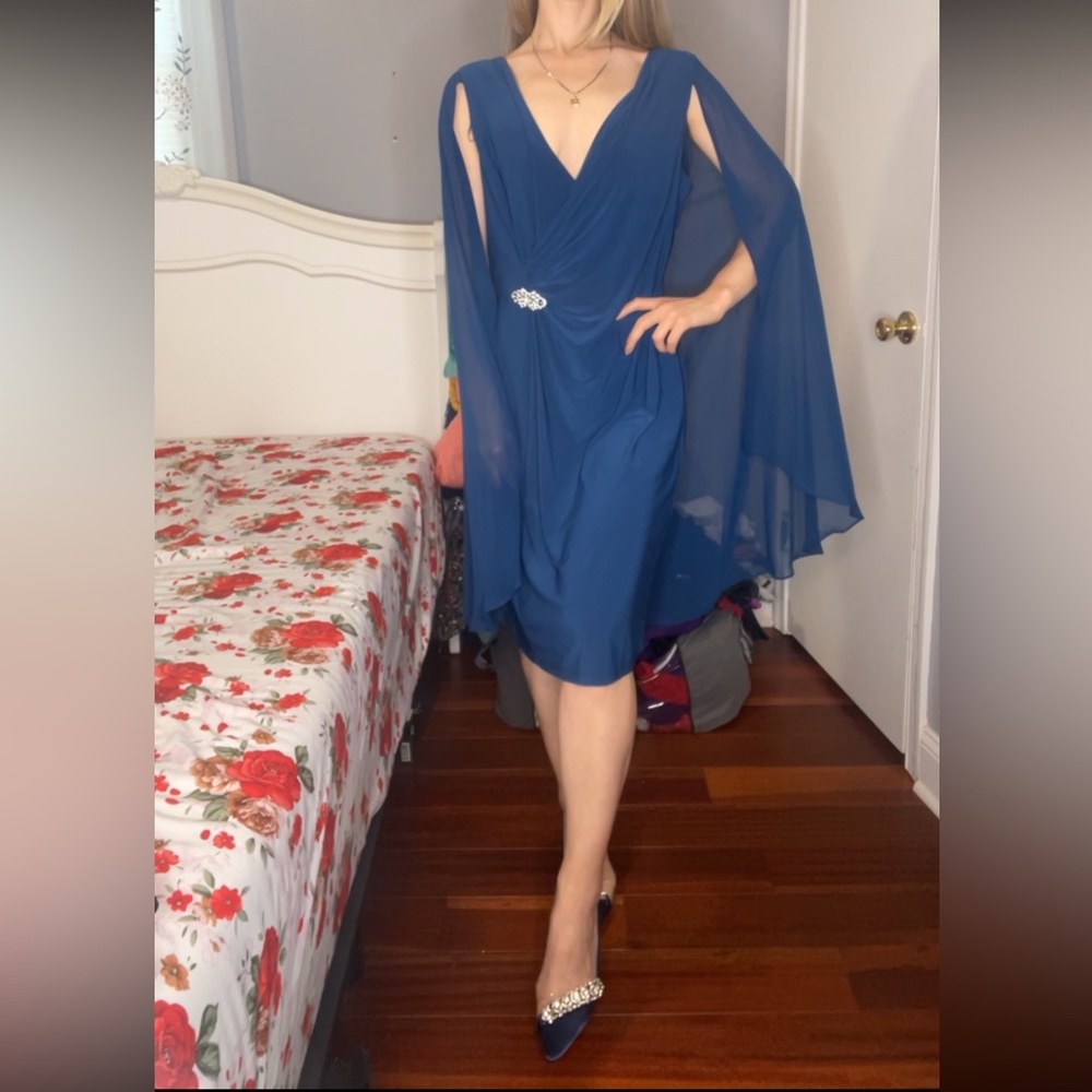 Royal blue V neck dress line